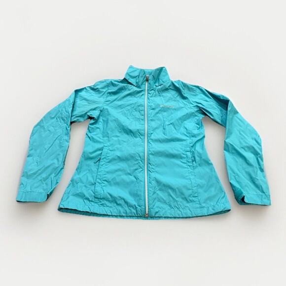 Columbia Jacket Womens Teal Switchback II Raincoat Full Zip Hidden Hood M RL2149 - Picture 1 of 11